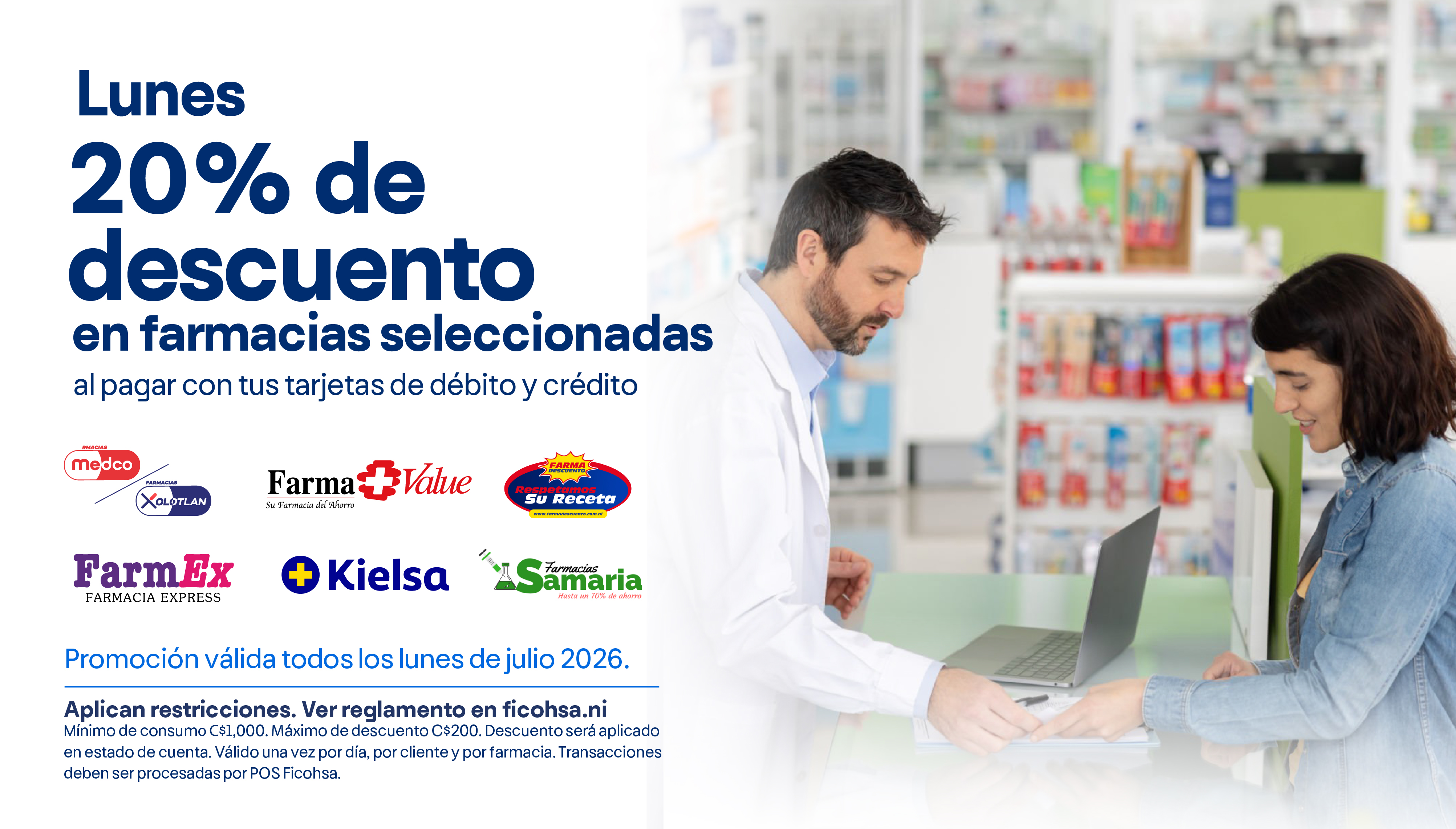Lunes 20% de descuento en farmacias seleccionadas 