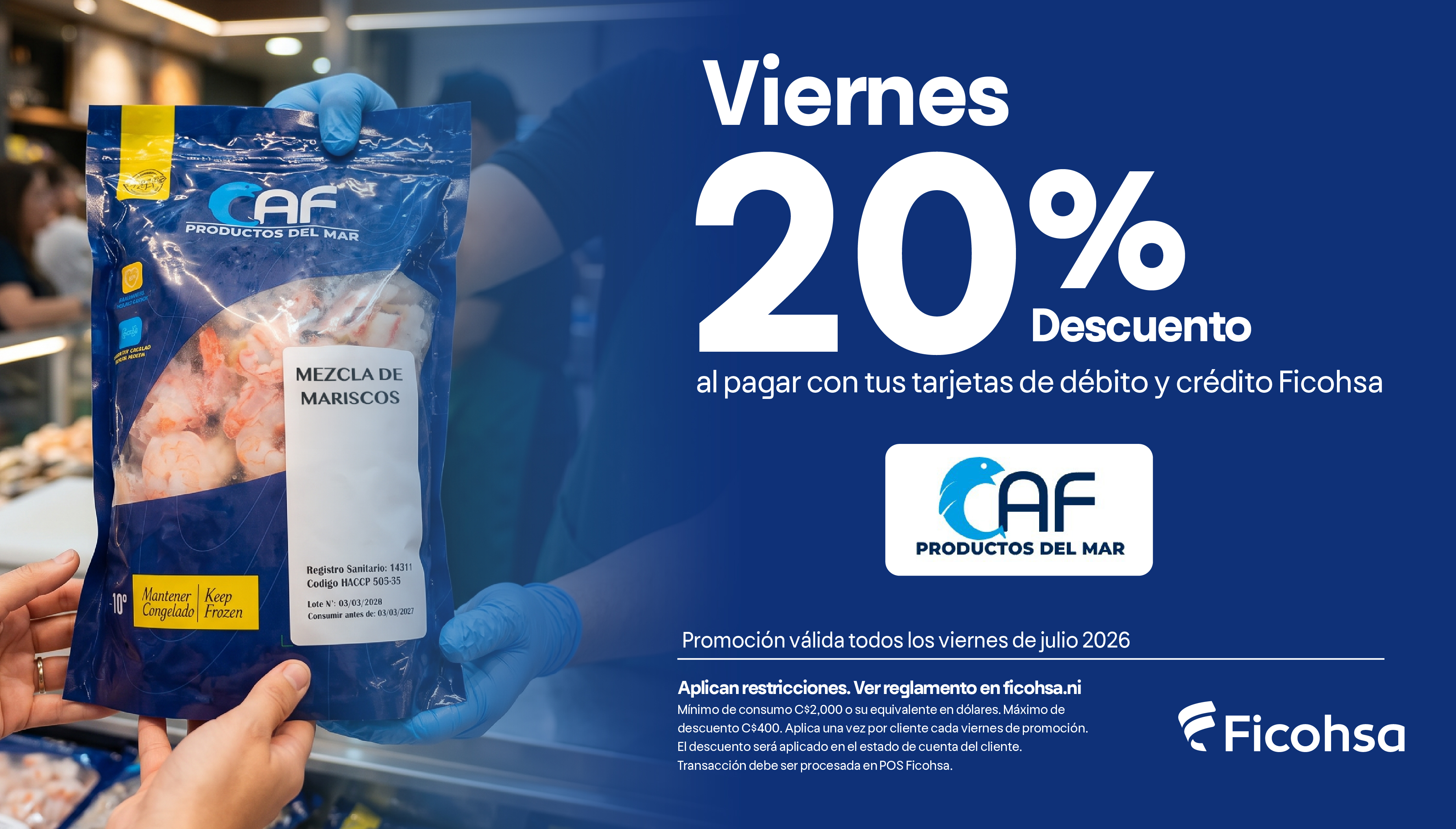 Aprovechá 20% de descuento todos los viernes al pagar con tus tarjetas Ficohsa