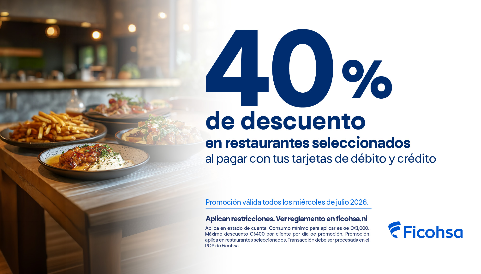 40% de descuento en Restaurantes seleccionados 