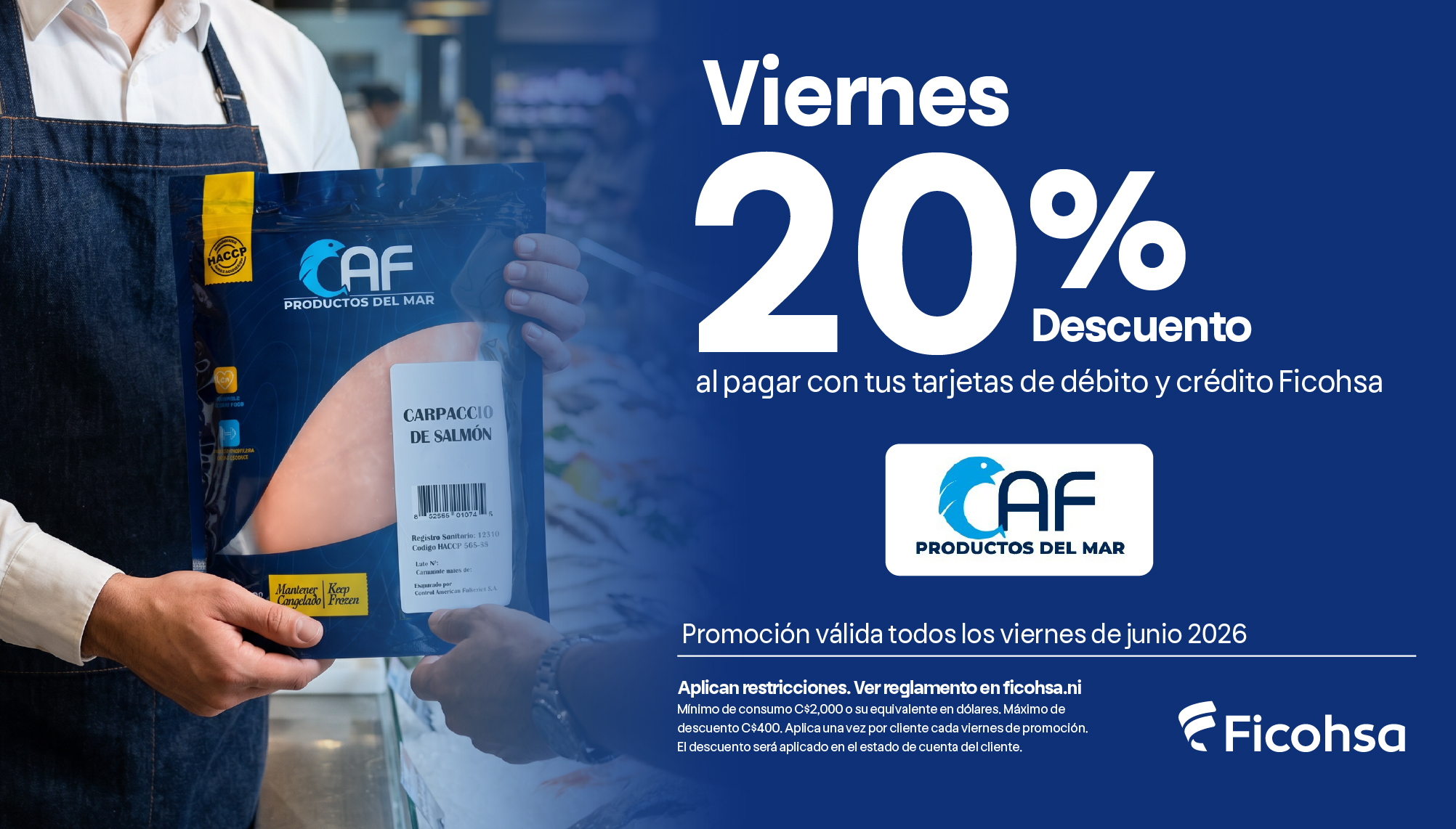 Aprovechá 20% de descuento todos los viernes al pagar con tus tarjetas Ficohsa