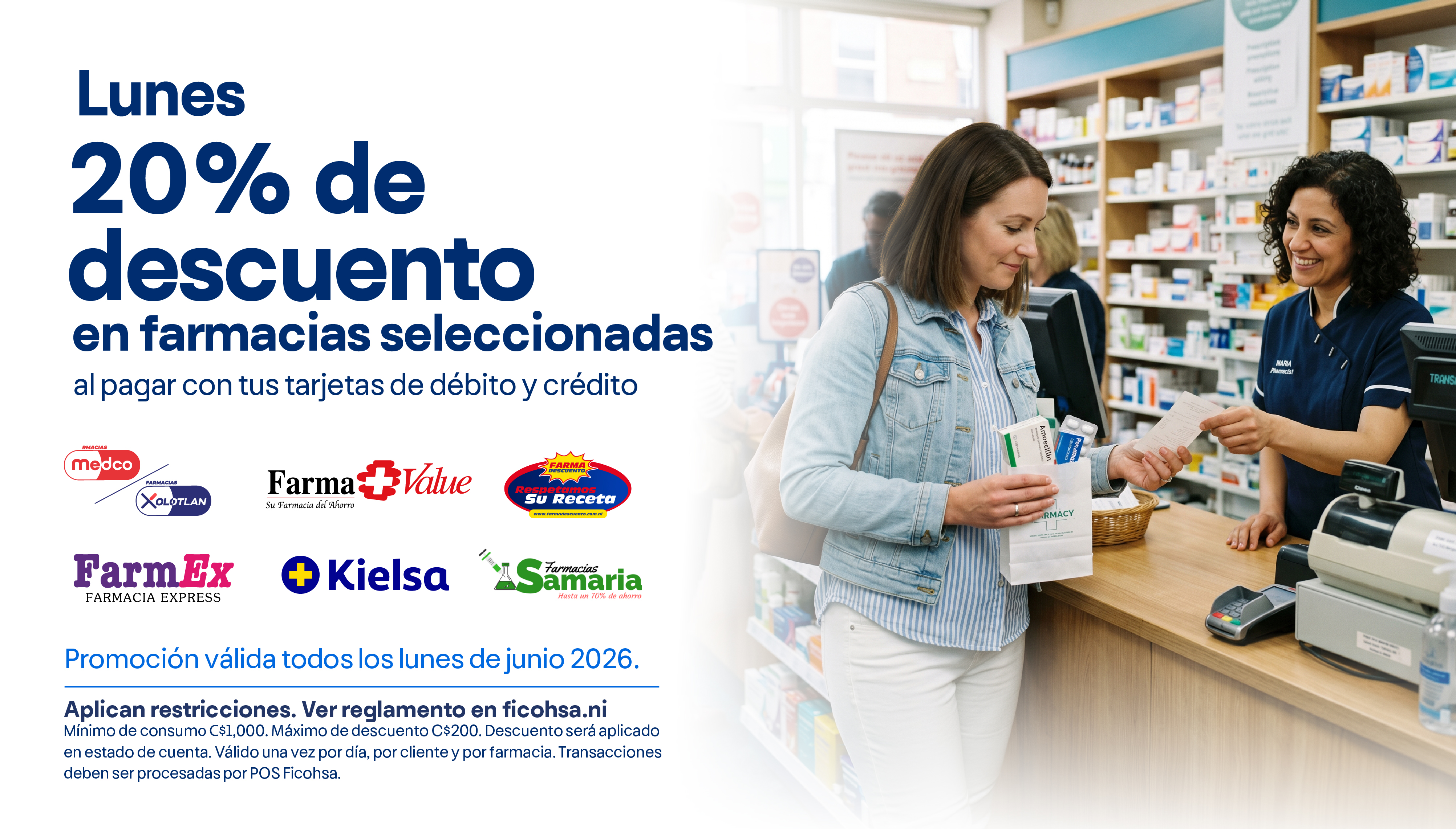 Lunes 20% de descuento en farmacias seleccionadas 