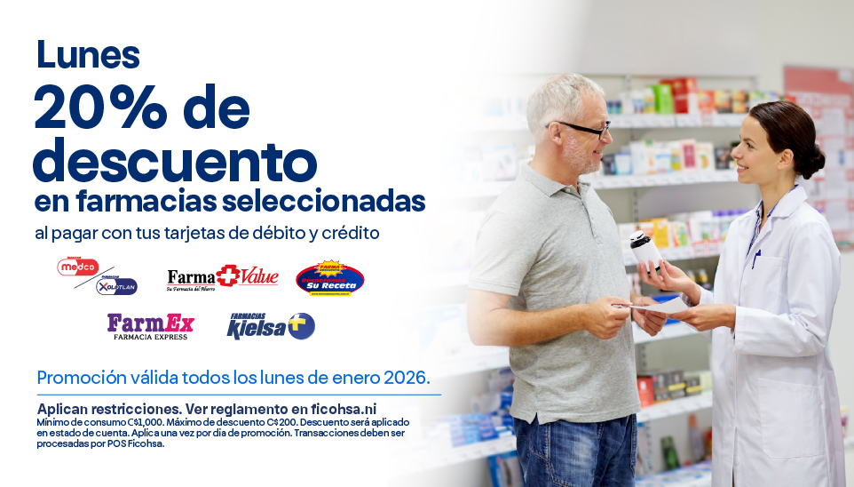 Lunes 20% de descuento en farmacias seleccionadas 