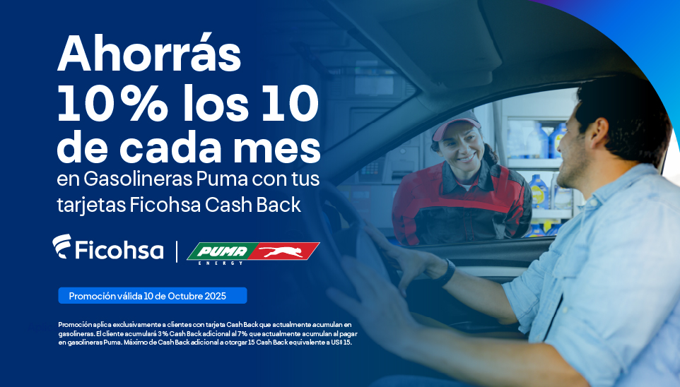 10% de Cash Back los días 10 en Gasolineras PUMA