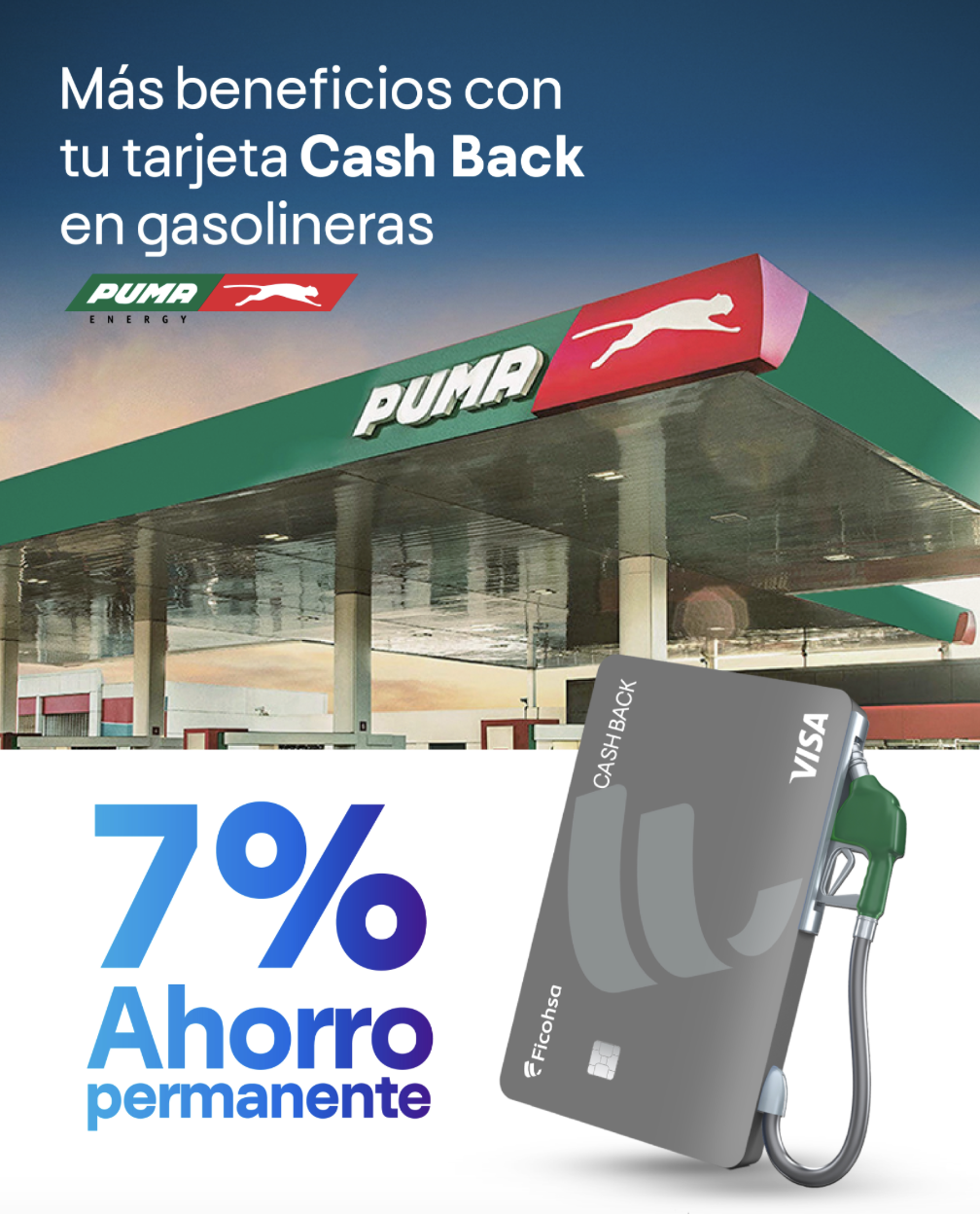  7% en gasolineras Puma con tarjetas Cash Back